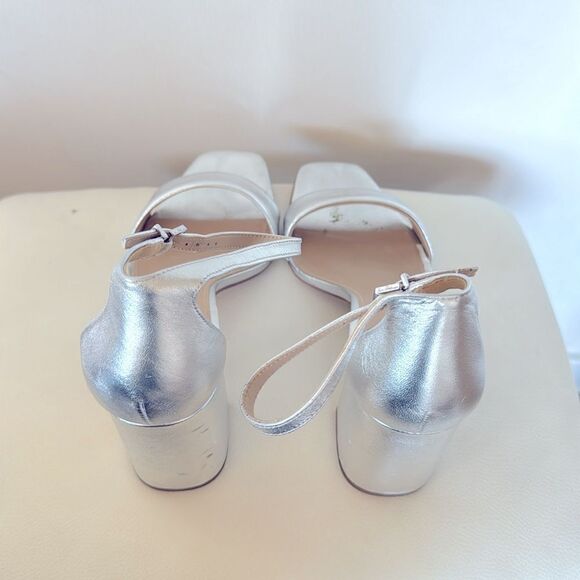 Daniella Leather Ankle Strap Square Toe Dress Sandals - Picture 3 of 4